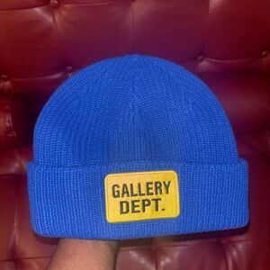Gallery Dept Blue Knit Hat with Yellow Patch